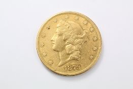 A Solid Gold 1879 Liberty Head Twenty Dollar Coin