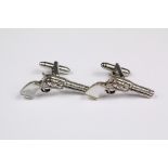 A Pair of Sterling Silver and Mother of Pearl Cufflinks