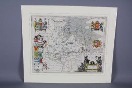 Map of Huntingdonshire - Johannes Blaue Engraving