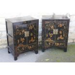 A Pair of Chinese Black Lacquer Cupboards