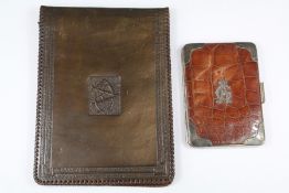 A Gent's Crocodile Leather and Silver Wallet
