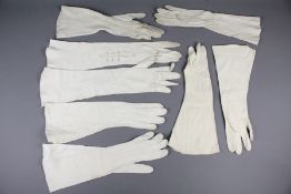 Four Pairs of Cream Vintage Art Deco Period Kid Gloves