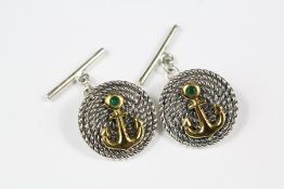 A Pair of Nautical Silver and Gold Cufflinks