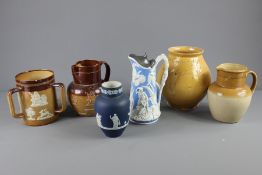 A Lambeth-ware Pottery Ale Jug