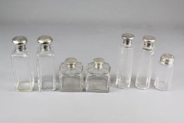 Six Silver Topped Cut-glass Vanity Jars