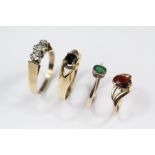 Four Vintage 9ct Gold Rings