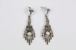 A Pair of Art Deco-style Silver and Opal Earrings