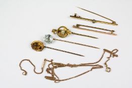 A Collection of Tie Pins and Bar Brooches