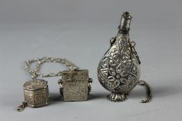 An Indo-Persian Small White-metal Bottle
