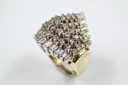 A Lady's 14ct Yellow Gold and Diamond Cocktail Ring