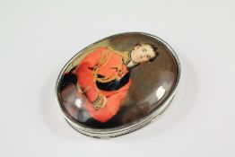 An Oval Silver Portrait Pill Box