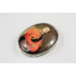 An Oval Silver Portrait Pill Box