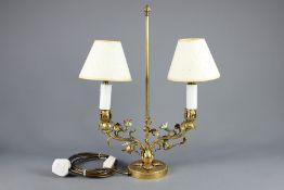 A French Brass Gilt and Porcelain Lamp