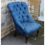 A Button-back Blue Slipper Chair