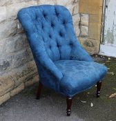A Button-back Blue Slipper Chair