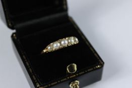 Antique 18ct Yellow Gold, Pearl and Diamond Ring