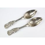 A Pair of 19th Century Silver Spanish Spoons