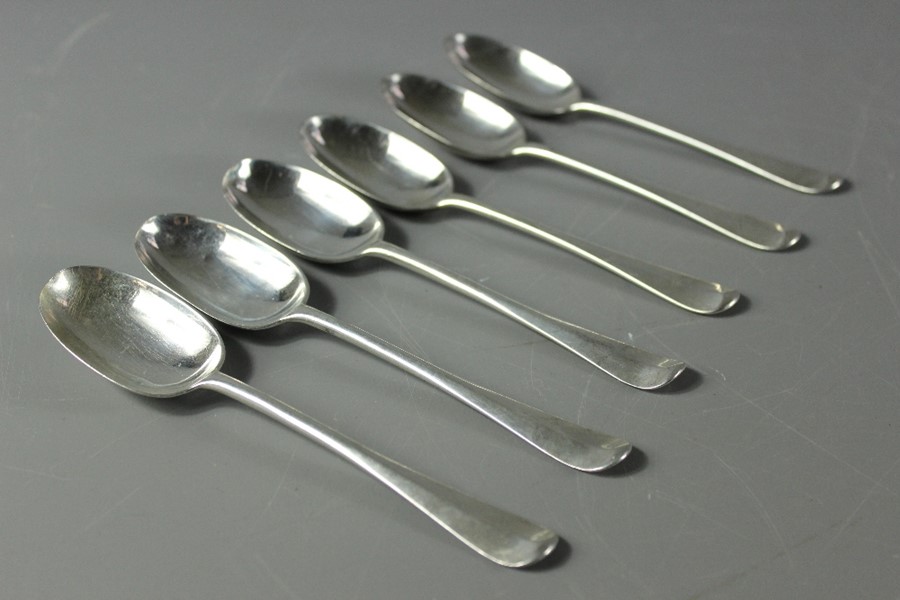 Six Silver Rats Tail Dessert Spoons