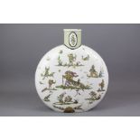 Antique Continental Faience Moon Flask