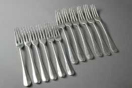 Twelve Silver Three-Tine Seafood Forks