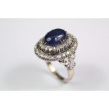 18ct White Gold Natural Sapphire and Diamond Ring