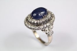 18ct White Gold Natural Sapphire and Diamond Ring