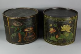 Two Vintage Wooden Hat Boxes