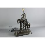 Spelter Lamp Base Figural Group