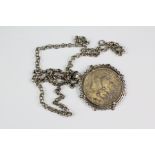 Silver George III Crown Mounted on a Chain