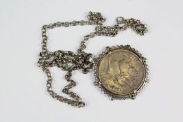 Silver George III Crown Mounted on a Chain