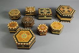 Nine Marquetry Boxes