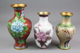 Three 20th Century Cloisonne Vases