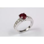 An 18ct White Gold, Ruby and Diamond Ring
