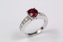 An 18ct White Gold, Ruby and Diamond Ring