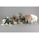 Five Franklin Mint Animal Figures