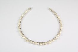 A Silver Wire and Cultured Pearl Tiara