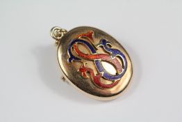 Antique 14ct Yellow Gold and Enamel Locket