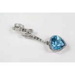 Gilan Istanbul - 18ct White Gold Diamond and Blue Topaz Pendant