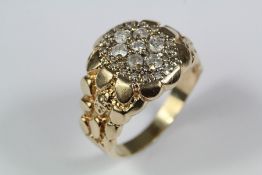 Gentleman's 14ct Yellow Gold and Diamond Ring