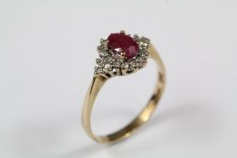 A Vintage 9ct Yellow Gold Ruby and Diamond Ring