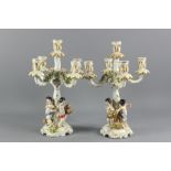 A Pair of Bavarian Porcelain Candelabra