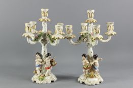 A Pair of Bavarian Porcelain Candelabra