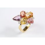 Gilan Istanbul - 18ct Yellow Diamond and Sapphire Dress Ring