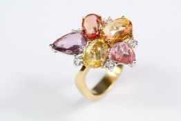 Gilan Istanbul - 18ct Yellow Diamond and Sapphire Dress Ring