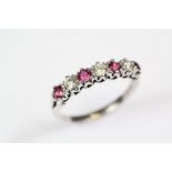 18ct White Gold Diamond and Ruby Ring