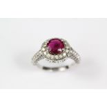 An 18ct White Gold Pigeon Blood Ruby and Diamond Ring