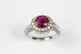 An 18ct White Gold Pigeon Blood Ruby and Diamond Ring