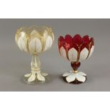 Two Glass and Enamel Goblet Vases