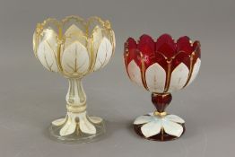 Two Glass and Enamel Goblet Vases