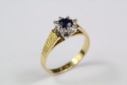 18ct Diamond and Sapphire Ring